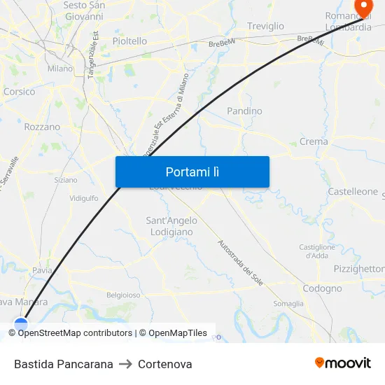 Bastida Pancarana to Cortenova map