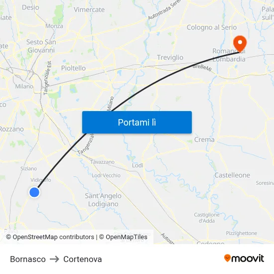 Bornasco to Cortenova map
