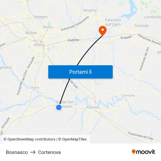 Bosnasco to Cortenova map