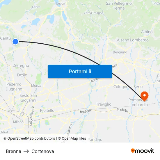 Brenna to Cortenova map