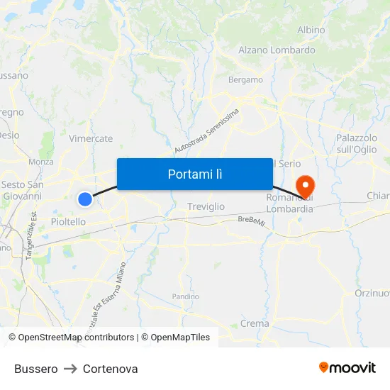 Bussero to Cortenova map