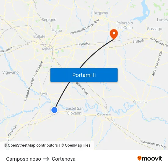 Campospinoso to Cortenova map