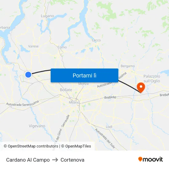 Cardano Al Campo to Cortenova map