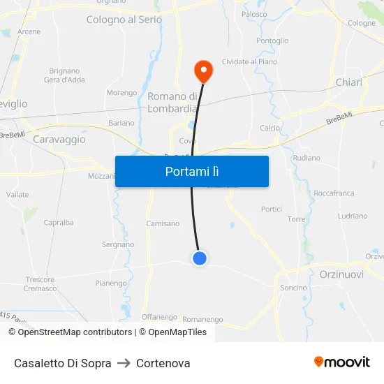 Casaletto Di Sopra to Cortenova map