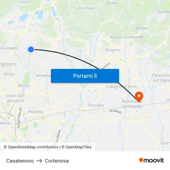 Casatenovo to Cortenova map