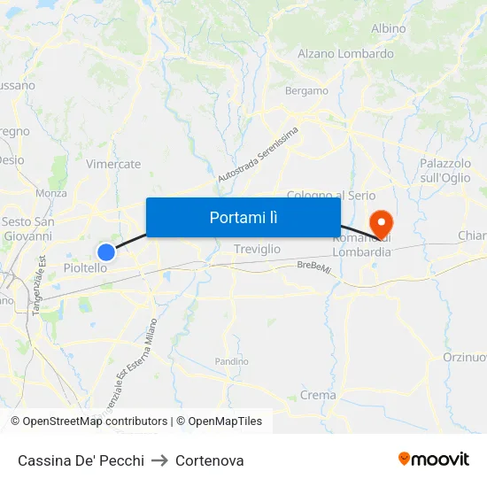 Cassina De' Pecchi to Cortenova map