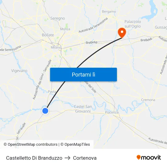 Castelletto Di Branduzzo to Cortenova map