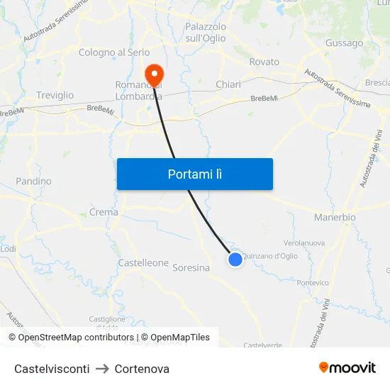Castelvisconti to Cortenova map