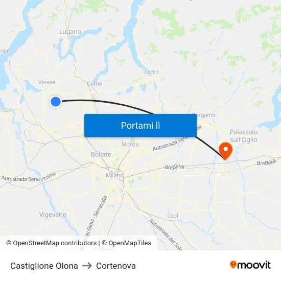 Castiglione Olona to Cortenova map