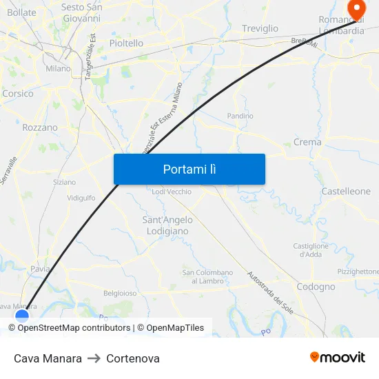 Cava Manara to Cortenova map