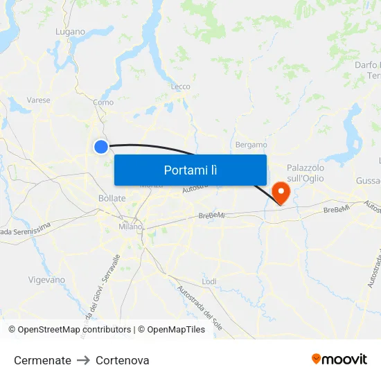 Cermenate to Cortenova map