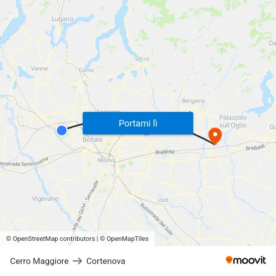 Cerro Maggiore to Cortenova map