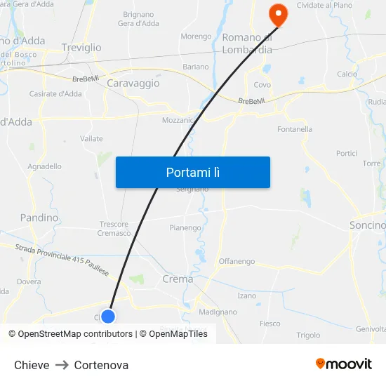 Chieve to Cortenova map