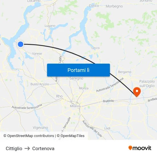 Cittiglio to Cortenova map