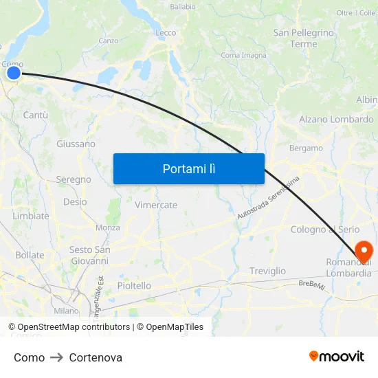 Como to Cortenova map