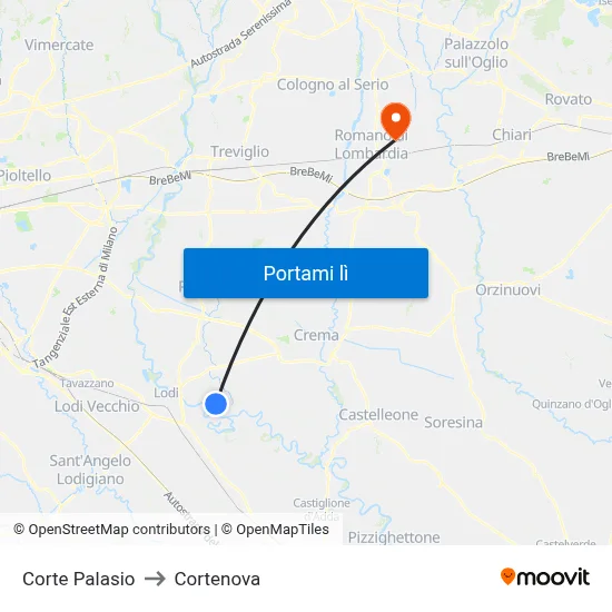 Corte Palasio to Cortenova map