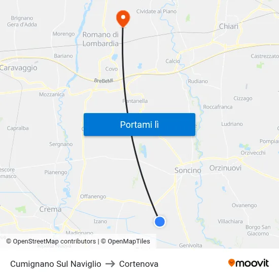 Cumignano Sul Naviglio to Cortenova map