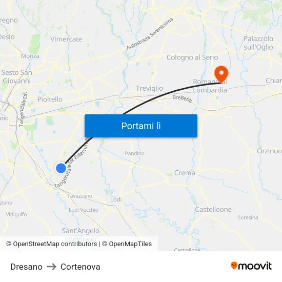 Dresano to Cortenova map