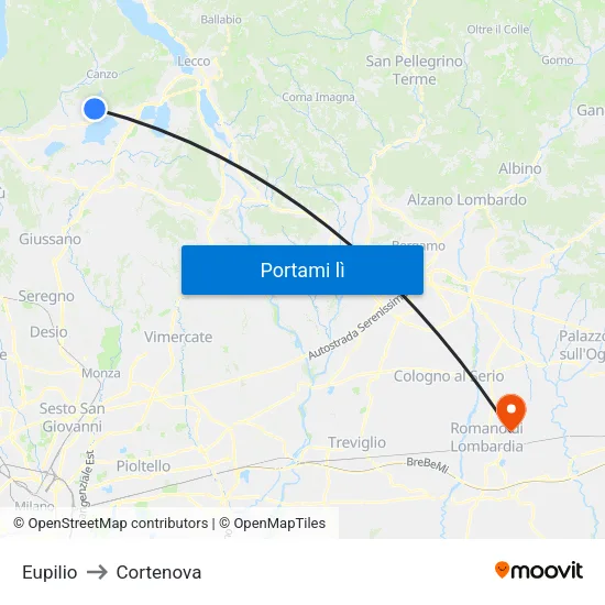 Eupilio to Cortenova map