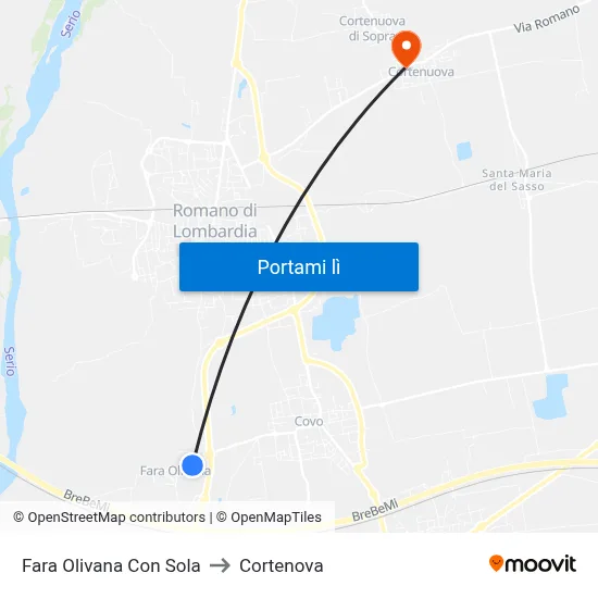 Fara Olivana Con Sola to Cortenova map