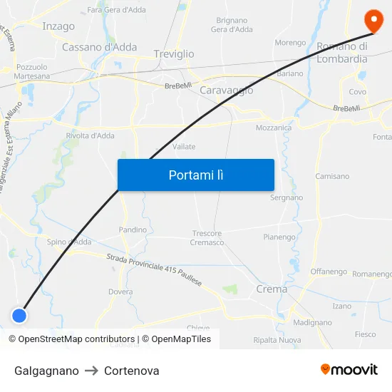 Galgagnano to Cortenova map