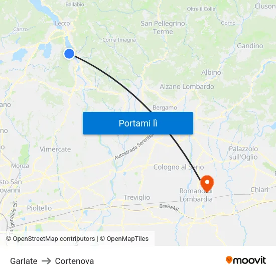 Garlate to Cortenova map
