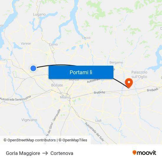Gorla Maggiore to Cortenova map