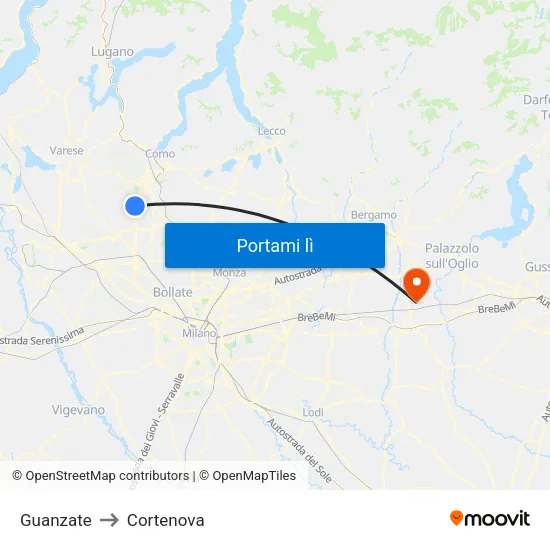 Guanzate to Cortenova map
