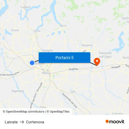 Lainate to Cortenova map