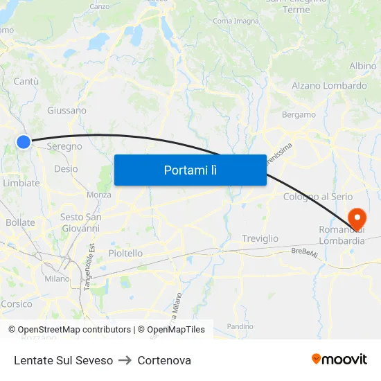 Lentate Sul Seveso to Cortenova map