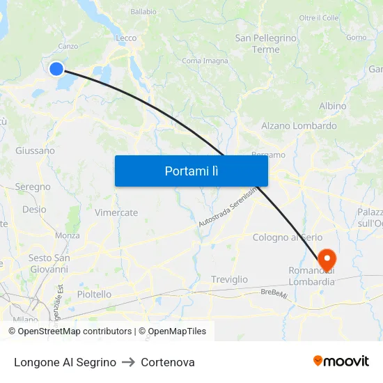Longone Al Segrino to Cortenova map