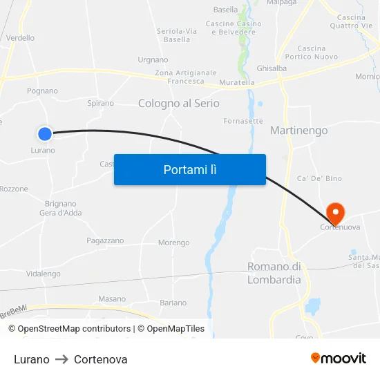 Lurano to Cortenova map