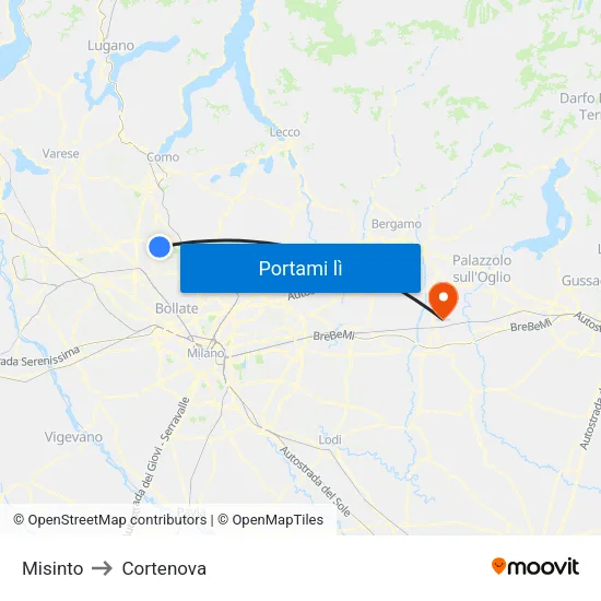 Misinto to Cortenova map