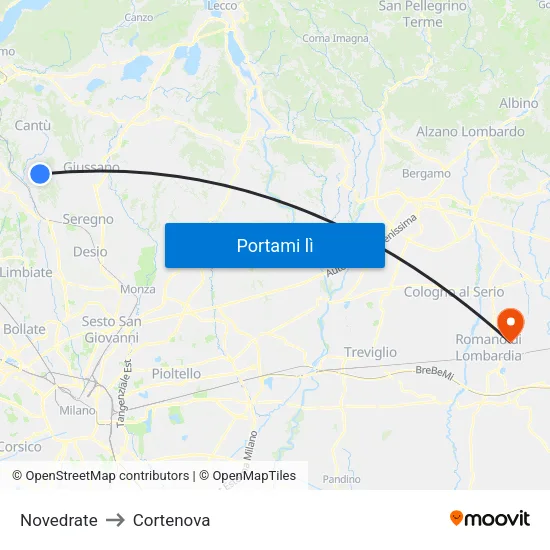 Novedrate to Cortenova map