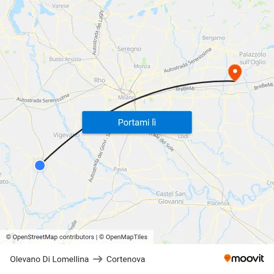 Olevano Di Lomellina to Cortenova map
