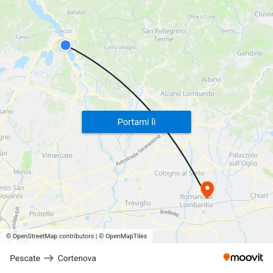 Pescate to Cortenova map