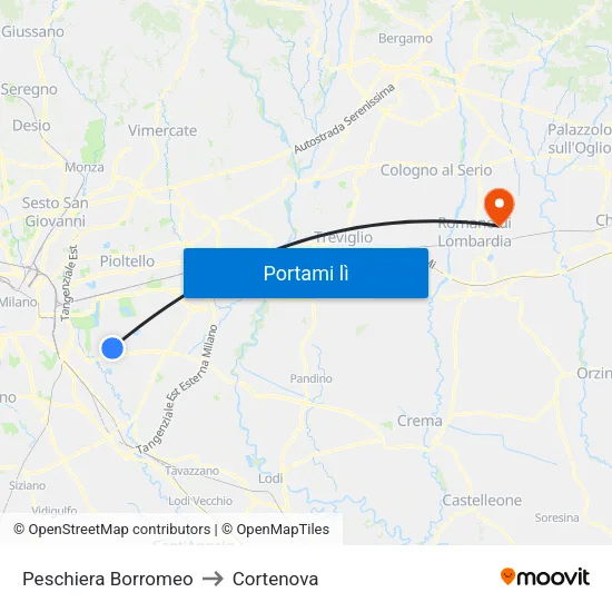 Peschiera Borromeo to Cortenova map