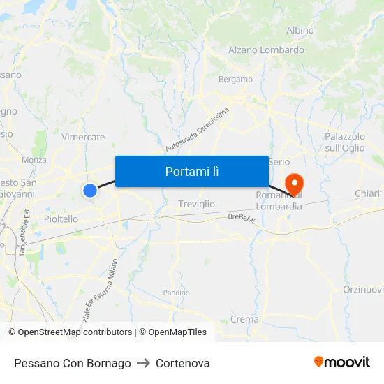 Pessano Con Bornago to Cortenova map