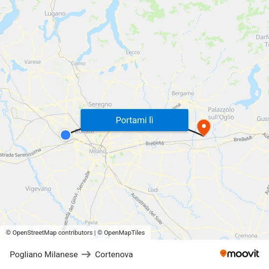 Pogliano Milanese to Cortenova map