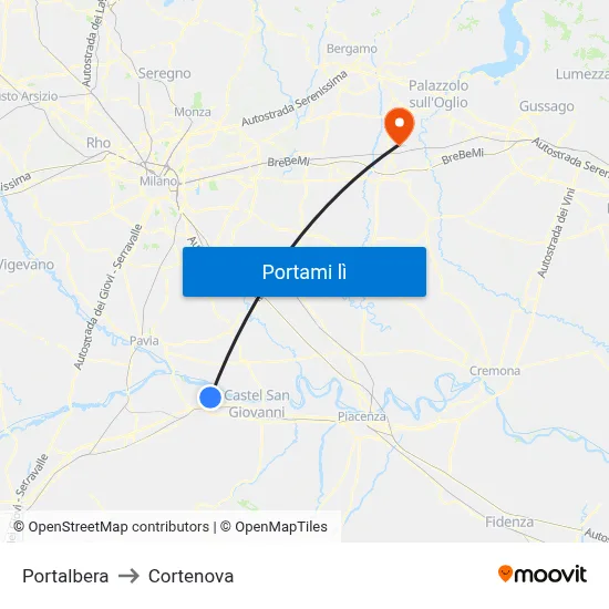 Portalbera to Cortenova map
