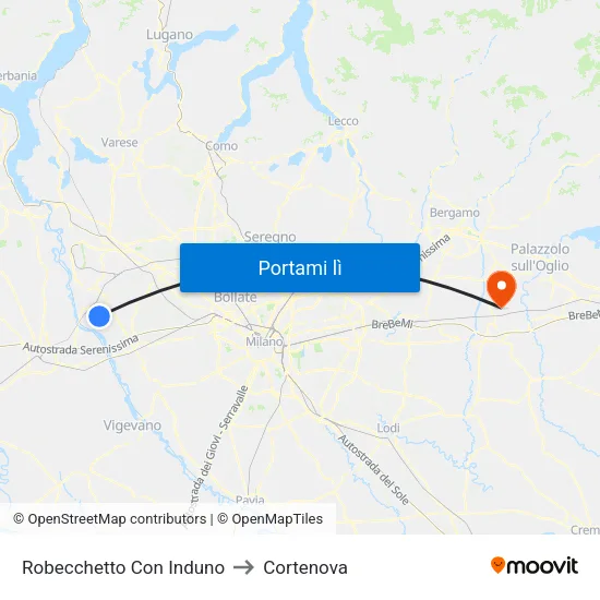 Robecchetto Con Induno to Cortenova map