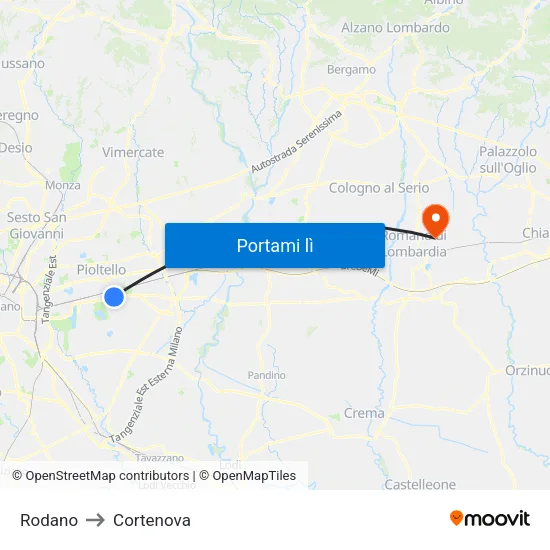 Rodano to Cortenova map