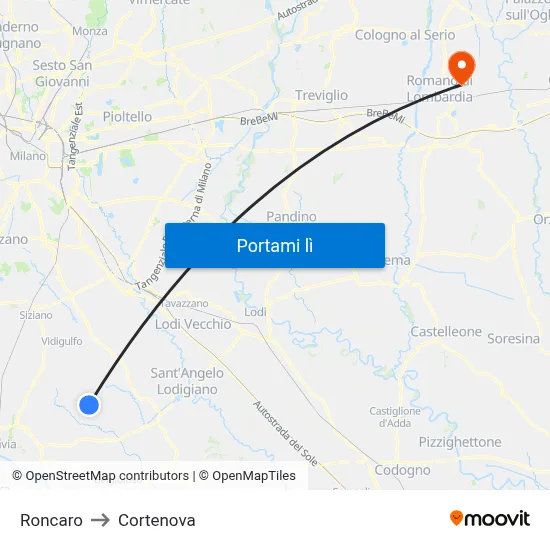 Roncaro to Cortenova map