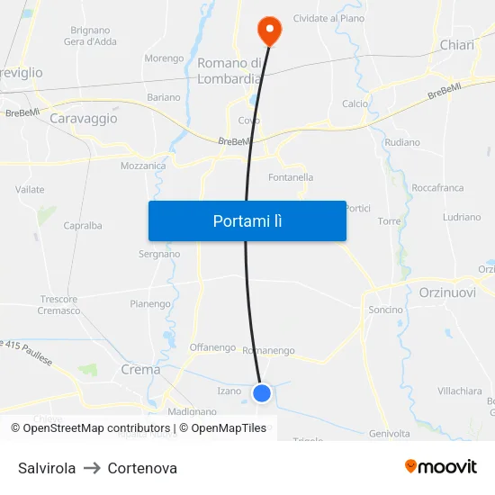 Salvirola to Cortenova map