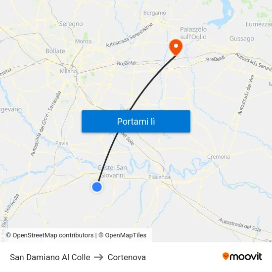 San Damiano Al Colle to Cortenova map