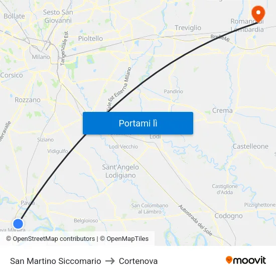 San Martino Siccomario to Cortenova map