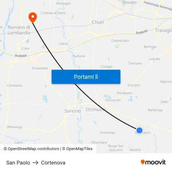 San Paolo to Cortenova map