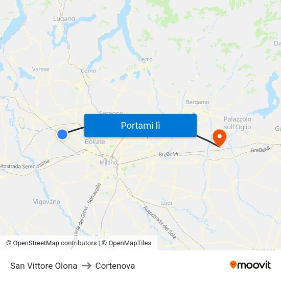 San Vittore Olona to Cortenova map