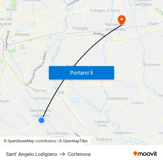 Sant' Angelo Lodigiano to Cortenova map