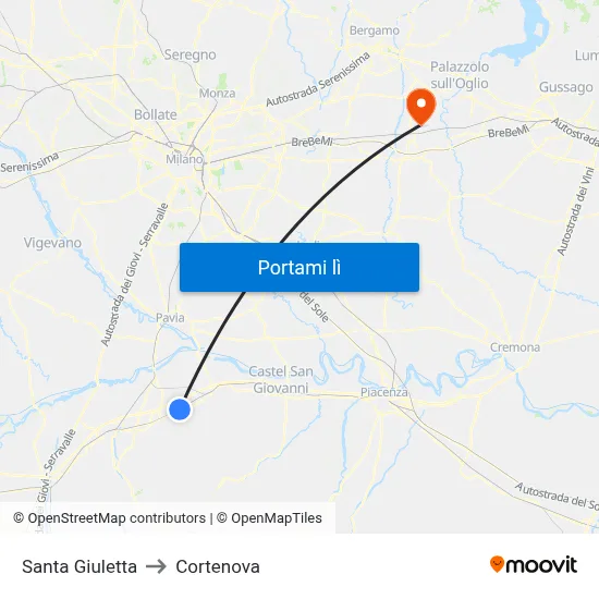 Santa Giuletta to Cortenova map